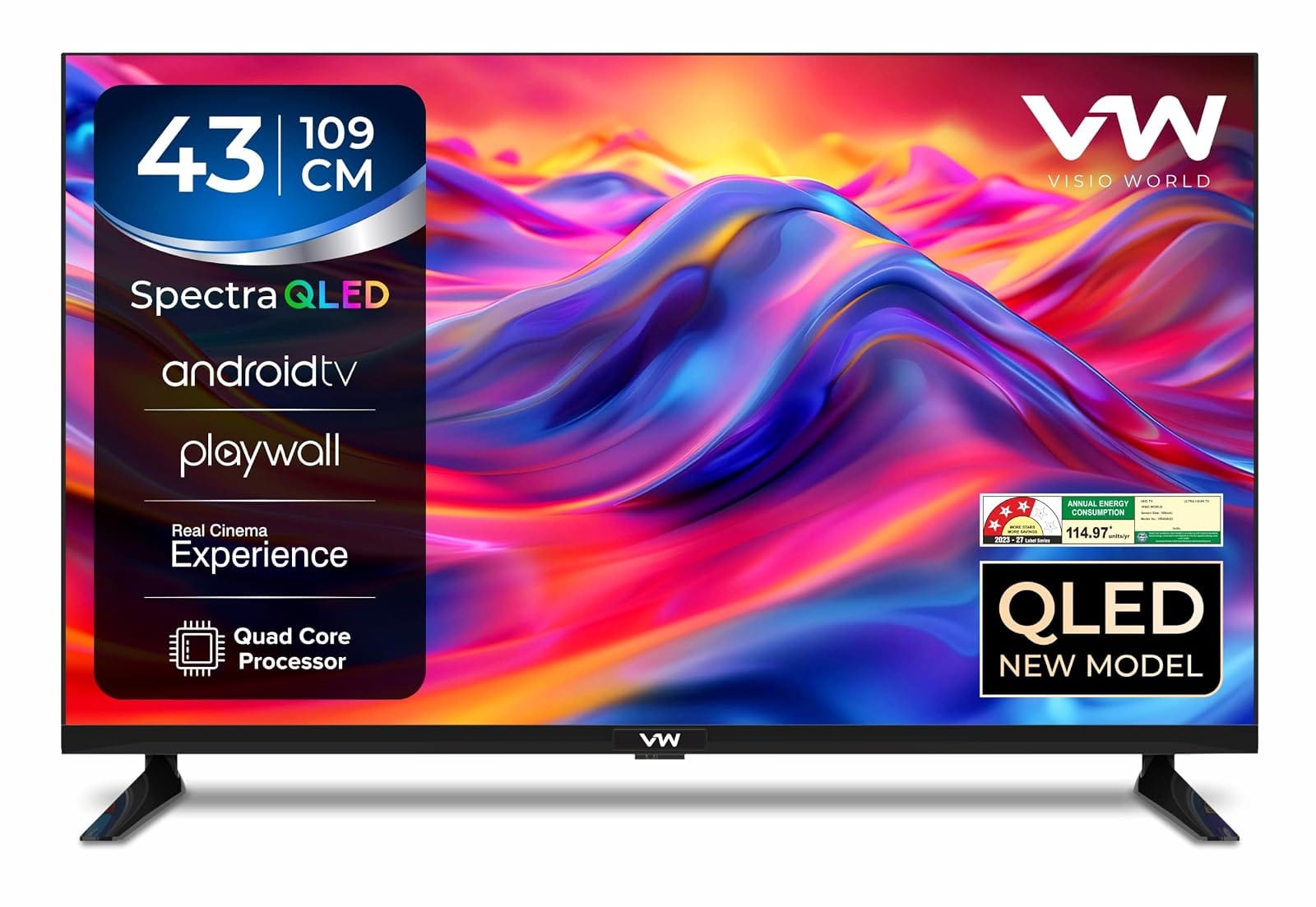 VW 109 cm (43 inches) Spectra Series Full HD Smart QLED Android TV VW43AQ3 Amazon sale
