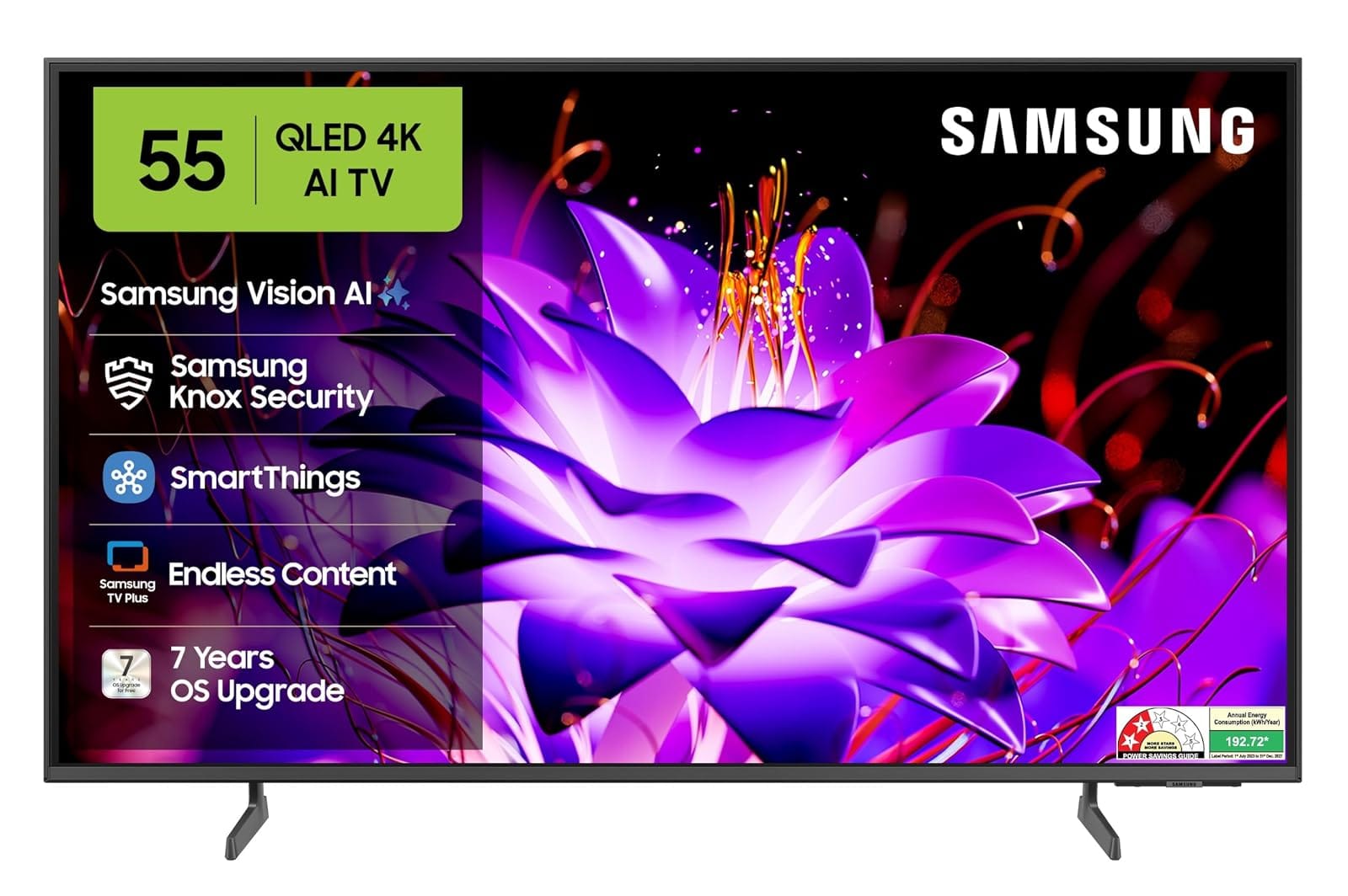 Samsung 138 cm (55 inches) Vision AI 4K Ultra HD Smart QLED TV QA55QEF1AULXL Amazon sale