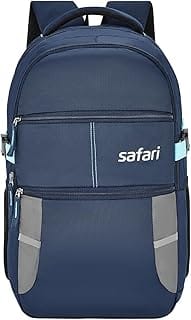 Safari Omega Spacious/Large 5 Compartment Laptop Backpack With Raincover, College Bag, Travel Bag For Unisex, Navy Blue, 30 Litre Amazon sale