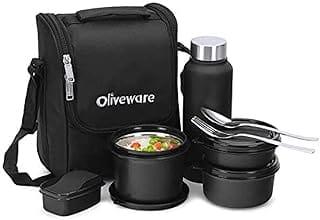 SOPL-OLIVEWARE Teso Pro Lunch Box with Steel Cutlery,3 Microwave Safe Inner Containers wit Amazon sale