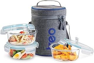 Treo by Milton All Fresh Borosilicate Glass Lunch Box Set of 3, Clear, 400 ml Each with Du Amazon sale