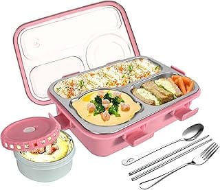 TEC TAVAKKAL Lunch Box 3 Compartment Leak-Proof BPA Free Stainless Steel, Lunch Box for Ki Amazon sale