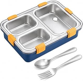Misamo Enterprise Stainless Steel Lunch Box for Kids & Adults, 3 Compartment Lunch Box, Le Amazon sale