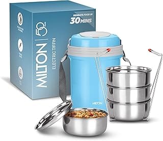 MILTON Electron Portable Electric Lunch Box I 3x360 ml Stainless Steel Leak Proof Containe Amazon sale
