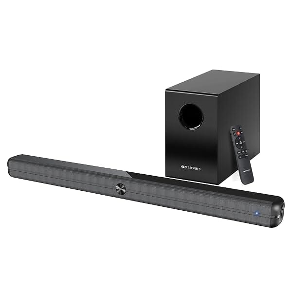 ZEBRONICS 120 Watts Soundbar with 13.33cm Subwoofer, Dual Racetrack Drivers Amazon sale