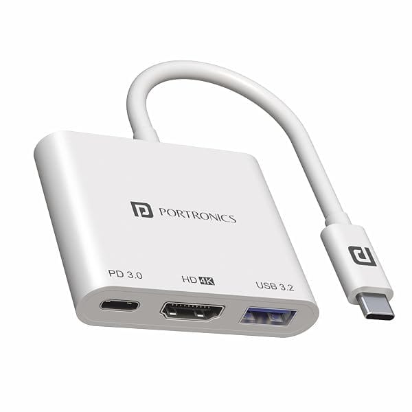 Portronics C-Konnect Type C to HDMI Adapter (3-in-1), Multiport USB C Hub with 4K@30Hz Amazon sale