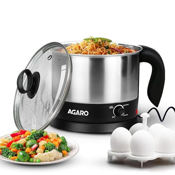 AGARO Esteem Electric Multipurpose Kettle 1.2L, 600W, Stainless Steel Amazon sale