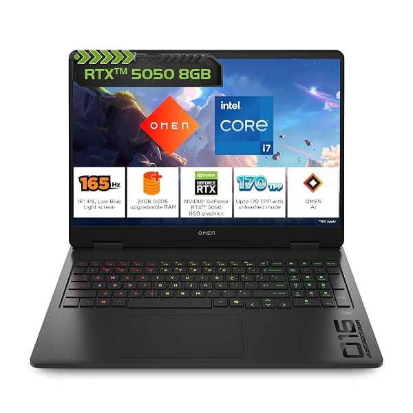HP Omen, Intel Core i7-14650HX 14th Gen, 8GB RTX 5050, 24GB DDR5(Upgradeable) 1TB SSD, 165 Amazon sale