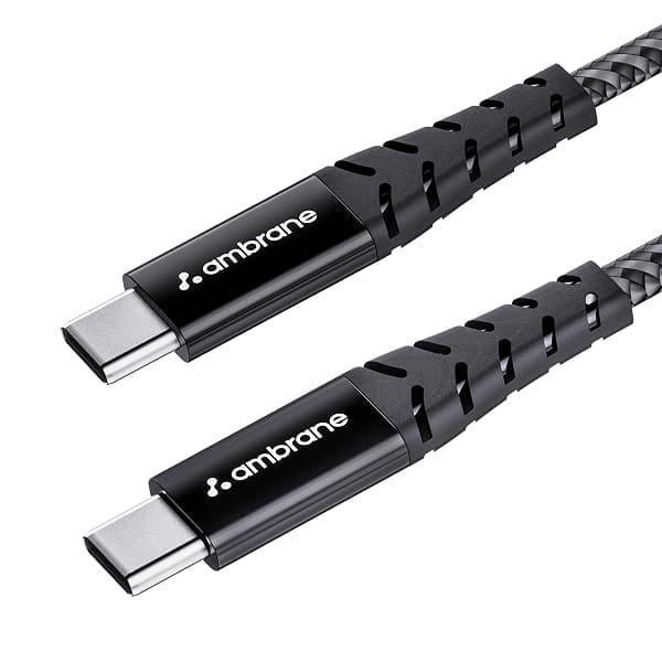 Ambrane Unbreakable 60W Fast Charging 1.5M Braided Type C to Type C Cable for Smartphones, Amazon sale