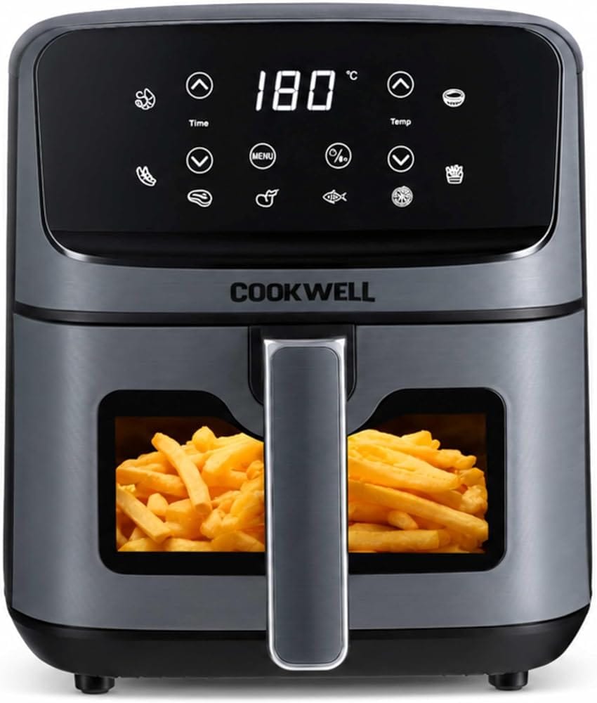 Cookwell Air Fryer - 5L With See Through Window - 1400W (Grey & Black) Amazon sale