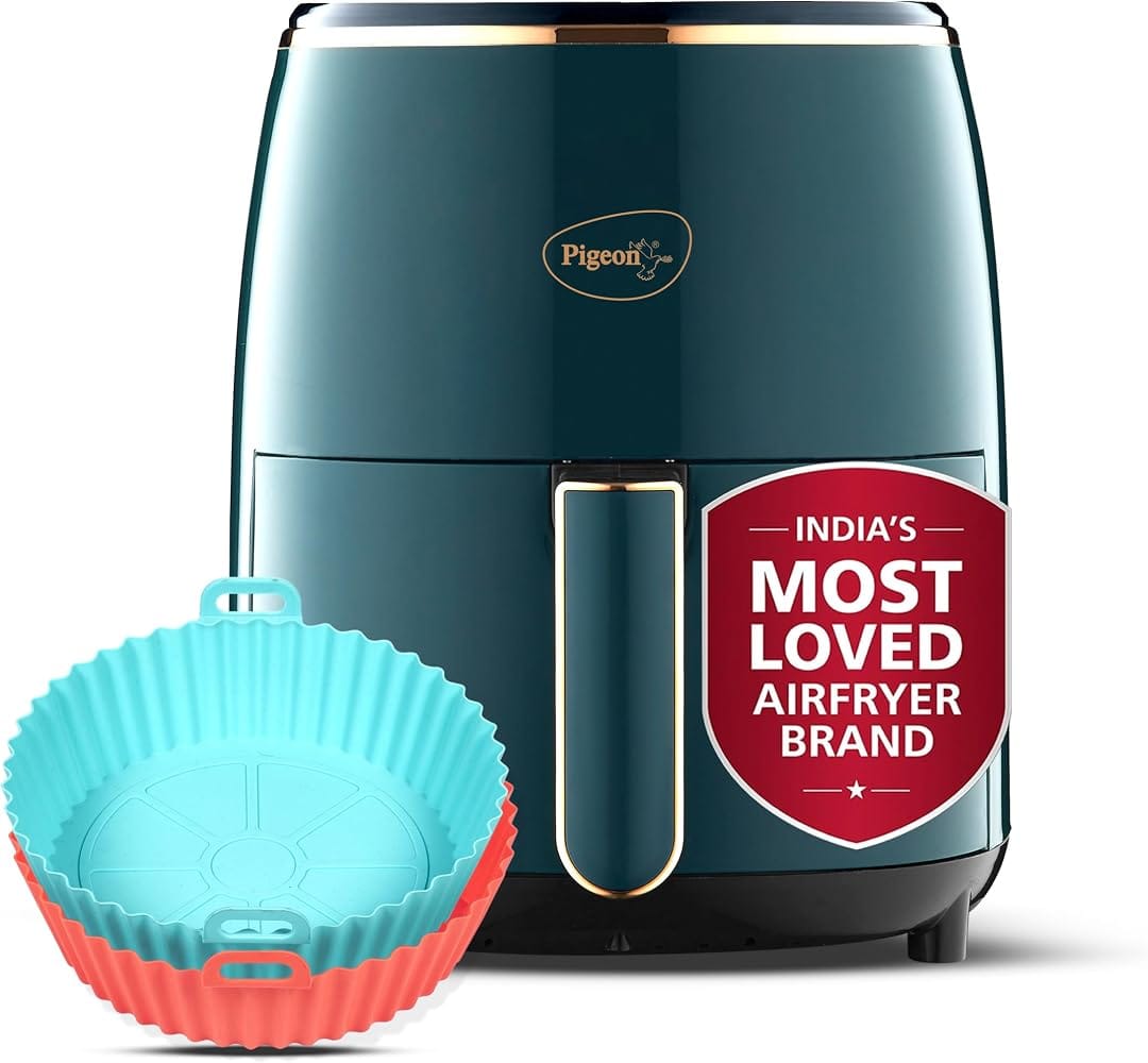 Pigeon 4.2L Digital Air Fryer with Silicon basket | 1200W | 360° Rapid Air Circulation | 8 Amazon sale