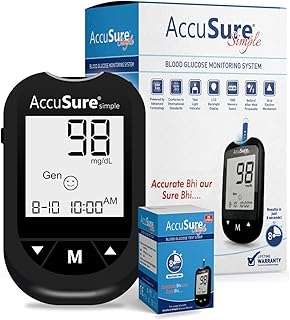 AccuSure Simple Digital Glucometer Kit |with 25 Strips,10 Lancet,1 Lancing device for Accu Amazon sale