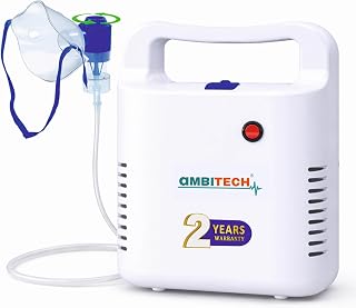 AmbiTech Easy Nebulizer Machine With 2 Year Replacement Warranty For Adults & Kids (White) Amazon sale