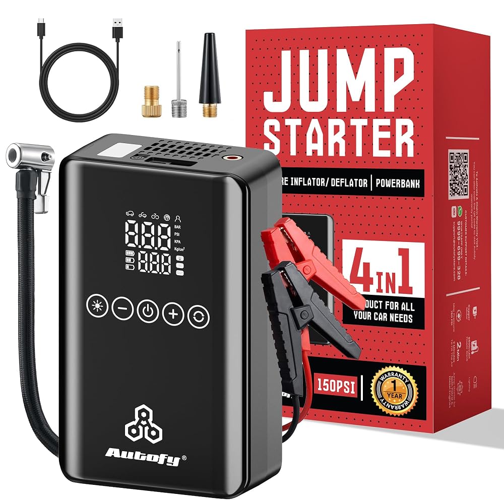 Autofy VoltX 4-in-1 Car Jump Starter - 150PSi Car Tyre Inflator Pump Deflator - Powerbank Amazon sale