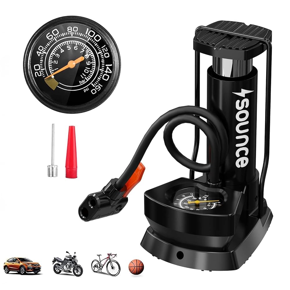 Sounce Portable High Pressure Foot Air Pump Heavy Compressor Cylinder with Gauge Floor for Amazon sale