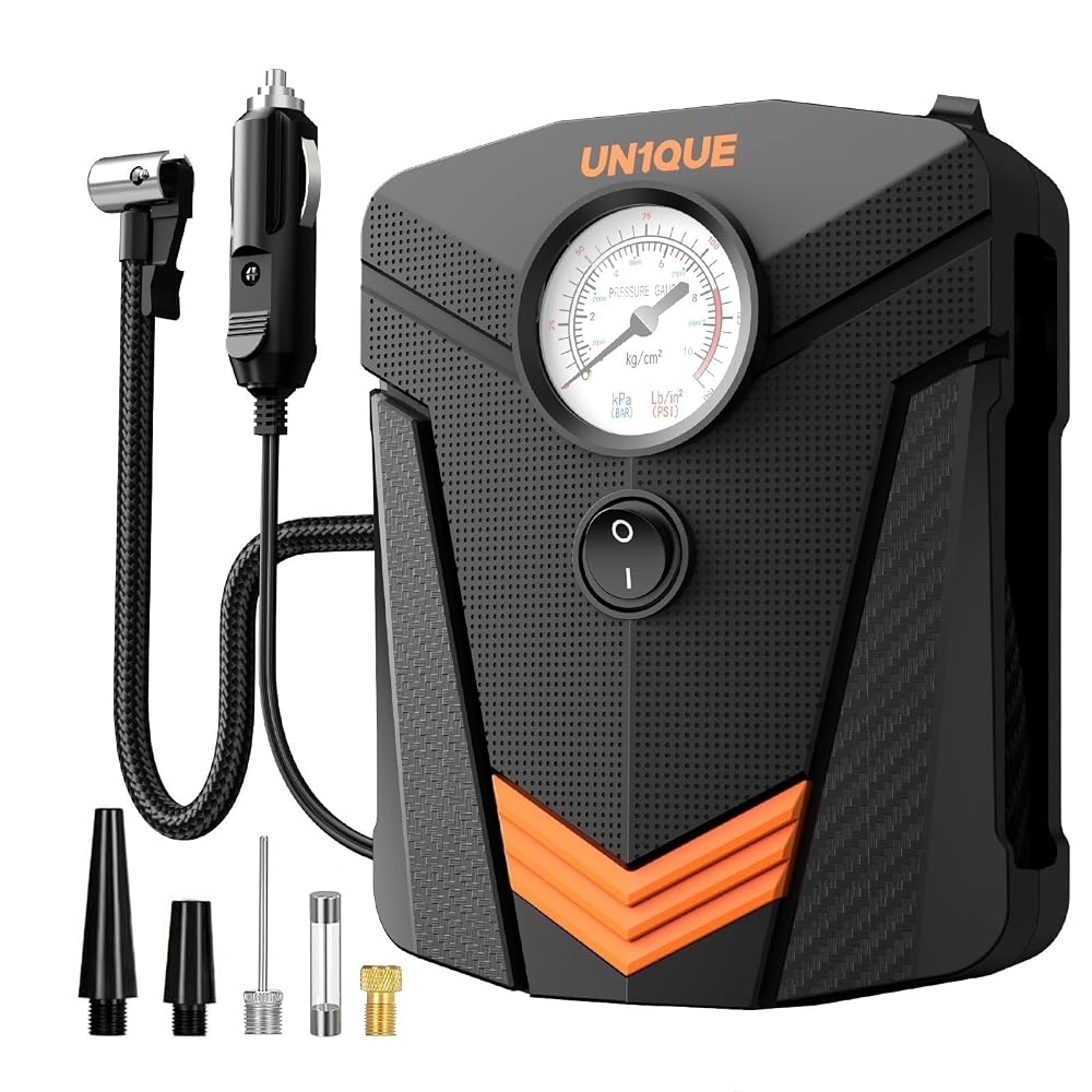 UN1QUE Tyre Inflator for Car, 150PSI Car Air Pump, 12V DC Portable Air Compressor for Tyre Amazon sale