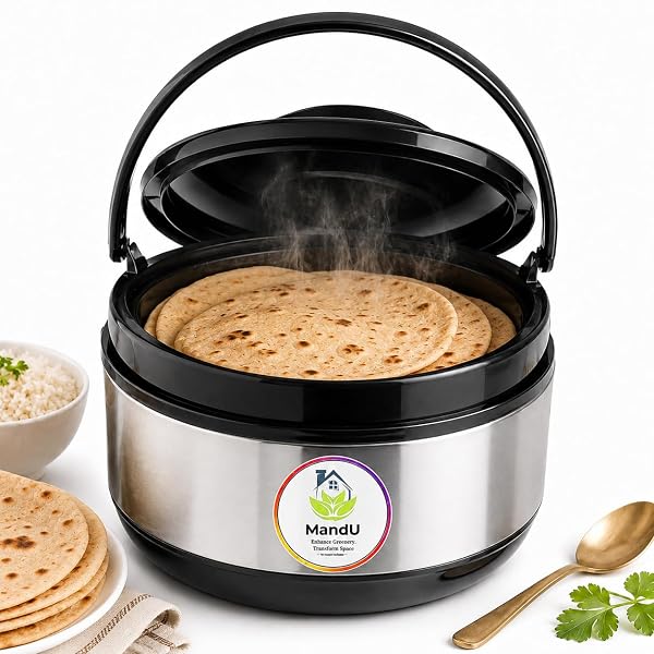 mandu Stainless Steel Thermoware Casserole 2500ml Hot Pot for Roti, Chapati, Rice, Dal & C Amazon sale