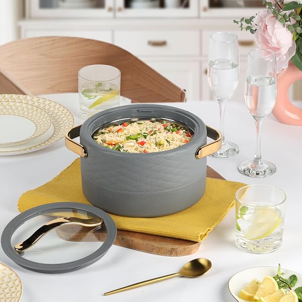 CELLO Velvetto Deluxe 2500 Insulated Casserole Hot Box for Kitchen 2500 ml, Grey | Airtigh Amazon sale