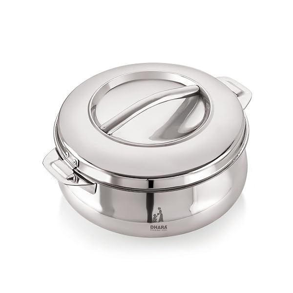 Dhara Stainless Steel Handi 1800 Double Wall Casserole 1400 ml Silver | PU Insulated | SS Amazon sale