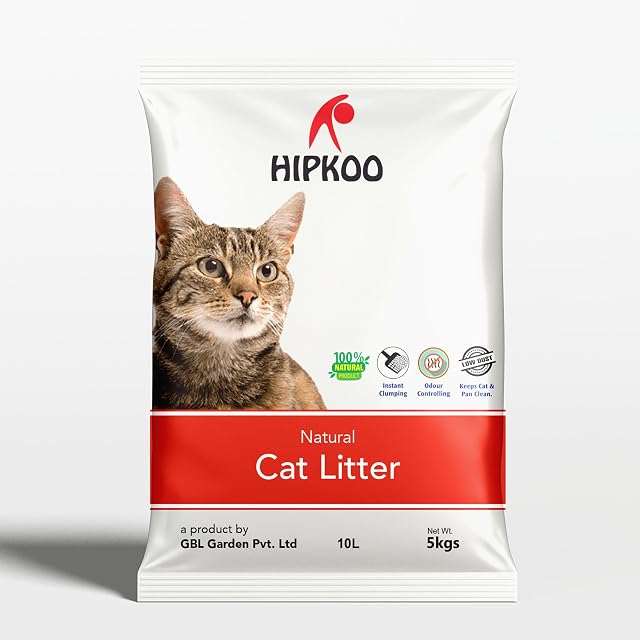 Hipkoo Bentonite Clumping Cat Litter 5kg | Quick Clumping Dust Free Odor Control | Unscent Amazon sale