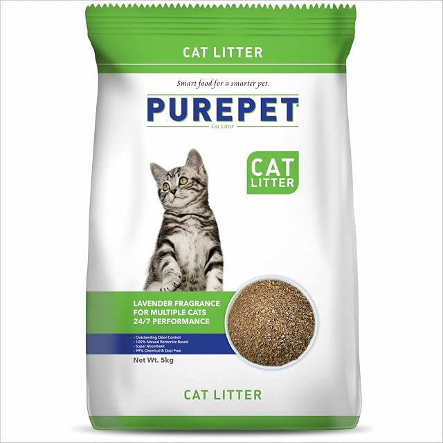 Purepet Cat Litter for All Breeds 5kg | Lavender Fragrance | Pet Friendly | Litter Tray Re Amazon sale