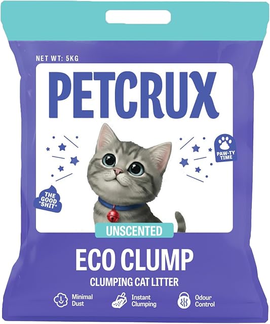 PetCrux Eco Clump Cat Litter 5Kg, 100% Natural Bentonite Odour Lock Unscented Clay, Dust F Amazon sale