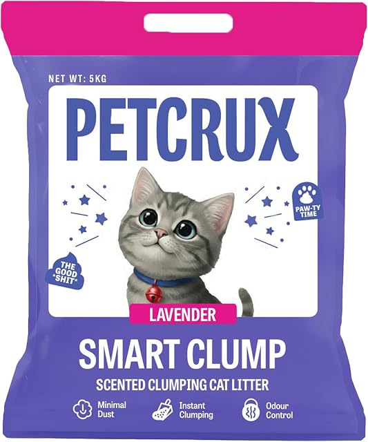 PetCrux Smart Clump Cat Litter 5kg,100% Natural Bentonite Clay, Lavender & Lemon Scented | Amazon sale