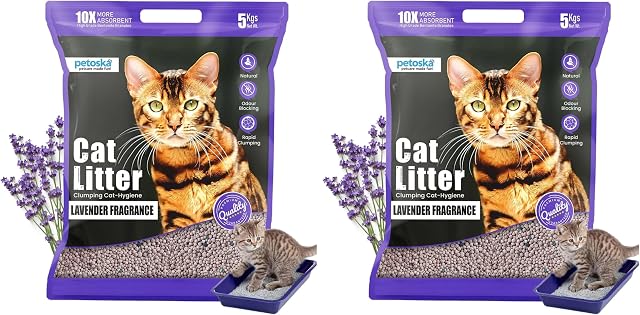 PETOSKA Cat Litter- 5Kg | Lavender Fragrance | Scoopable Bentonite Clay Cat Litter | Advan Amazon sale