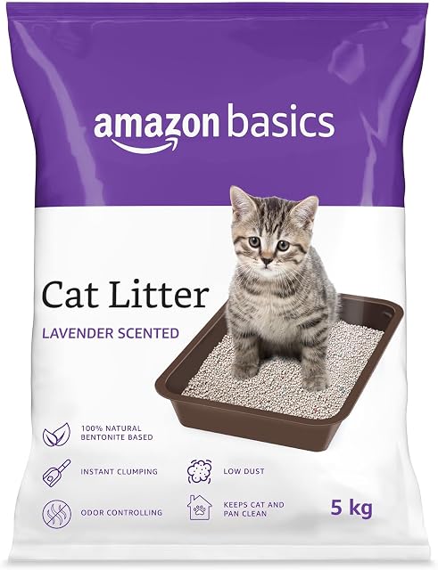 Amazon Basics Scoopable Smart White Bentonite Cat Litter | Lavender Fragrance | Scented | Amazon sale