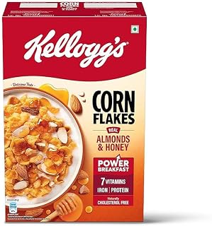 Kellogg's Corn Flakes Real Almond Honey 300g| High in Iron, Vitamin B1, B2, B3, B6 & C | N Amazon sale