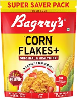 Bagrry’s Corn Flakes+ Original & Healthier 800g | Added Fibre | Crunchy Breakfast Cereal | Amazon sale