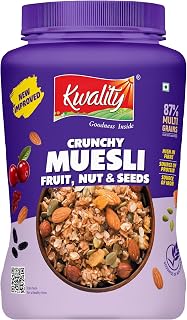 KWALITY Muesli Fruit, Nut & Seeds 900g Jar, 87% Multi Grains, No Maida, Natural Source Of Amazon sale