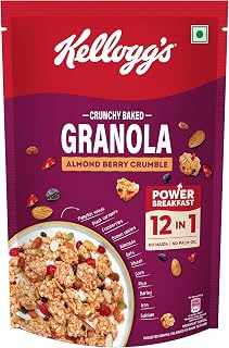 Kellogg’s Crunchy Almond Berry Crumble Granola 450g | 12-In-1 Power Breakfast | No Maida, Amazon sale