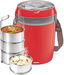 MILTON Euroline Futron Stainless Steel Electric Lunch Box, 4 Containers, Red Amazon sale