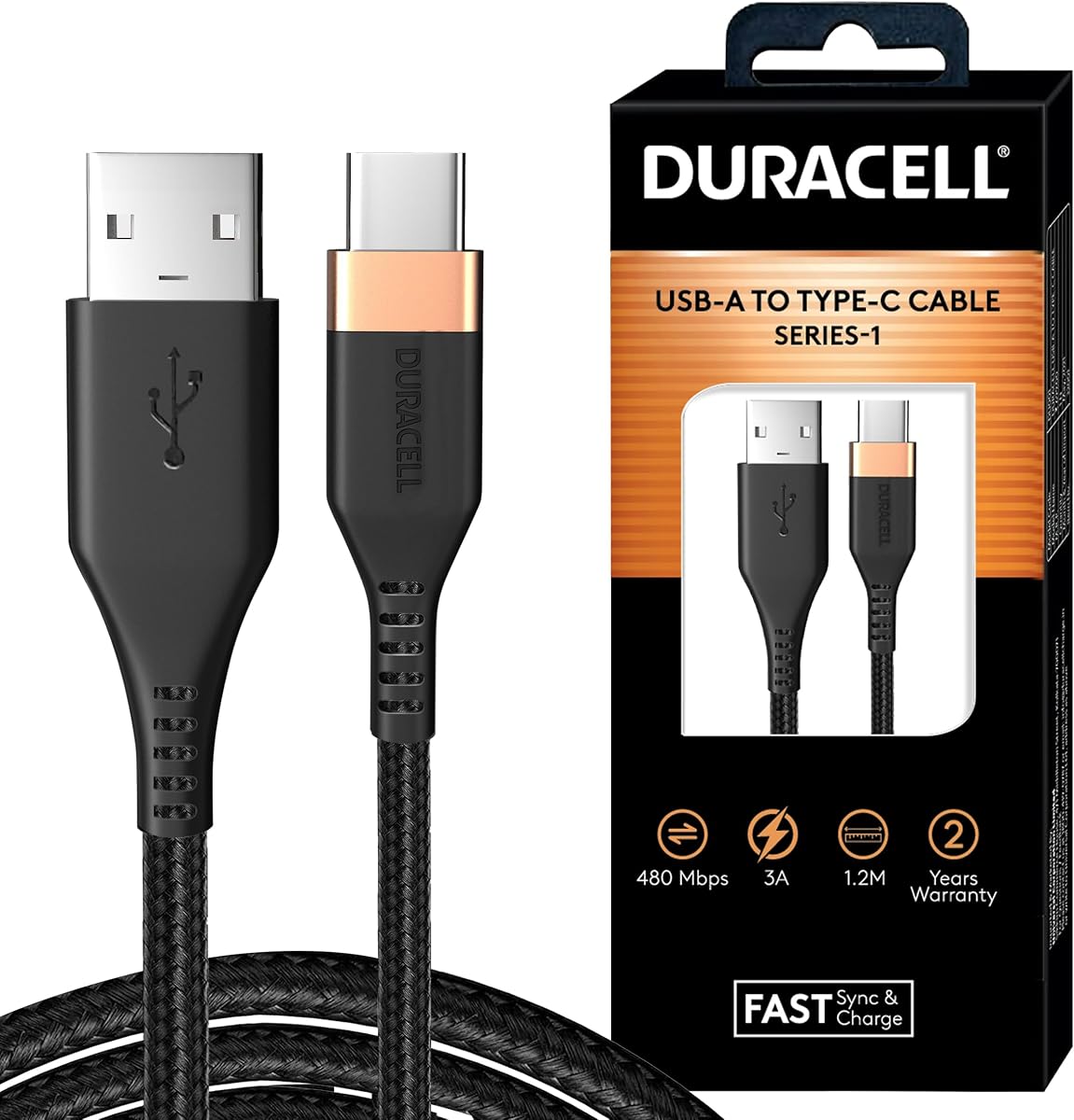 Duracell Usb-A To Type C, 65W Braided Sync&Fast Charging USB Cable, 3.9 Feet(1.2M), Qc 2.0 Amazon sale