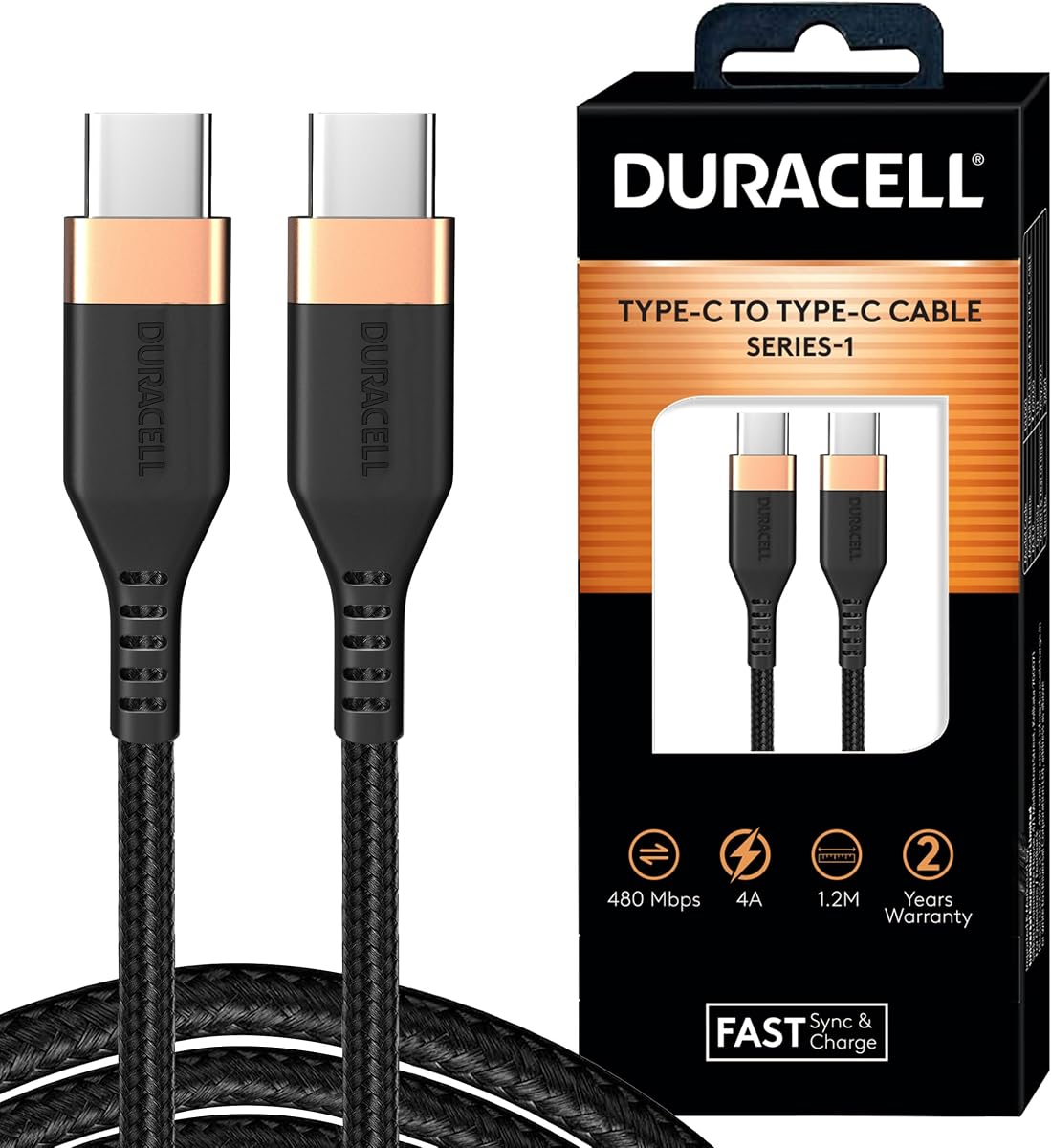 Duracell Usb Type C To Type C USB Cable 4A(60W) Braided Sync& Charging Cable,Compatible Wi Amazon sale