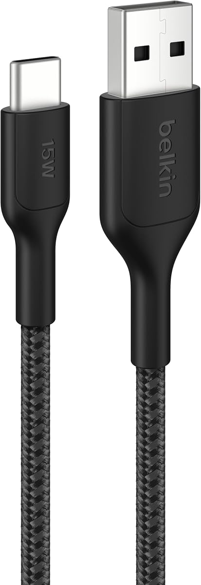 Belkin Braided USB-A to USB-C Cable (1 Meter, 15W) - Soft, Flexible Fast-Charging Cable, T Amazon sale
