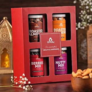 Omay Foods 4 Pcs Wholesome Treats Diwali Gift Hamper I Dry Fruit Gift Box for Corporates & Amazon sale