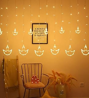 The Purple Tree Decorative Diya Diwali Light Curtain, String Lights with 12 Hanging Diyas, Amazon India sale