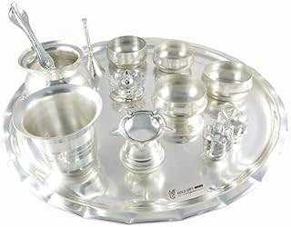 GoldGiftIdeas 12 Inch Sarovar Silver Plated Pooja Thali Set, Pooja Thali Decorative, Diwal Amazon India sale