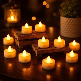 SATYAM KRAFT 12 Pcs LED Tea Light Candles | Flameless, Smokeless Diyas | Decorative Acryli Amazon India sale