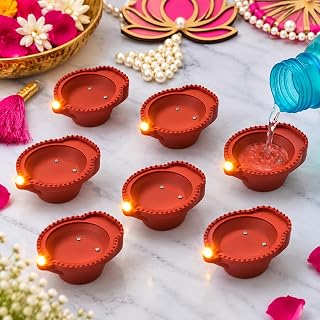 eCraftIndia Set of 6 + 1 Complimentary Diwali Water Sensor Diyas (7 Pcs) | Smokeless Diyas Amazon India sale