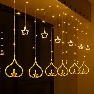 One94Store Deep Diya Curtain Decorative LED String Lights – 3 Meter Warm White Plug-in Lig Amazon India sale
