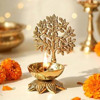 Behoma 100% Pure Brass Kalpavriksha Diya for Puja | Deepak for Mandir Handcrafted vilakku Amazon India sale