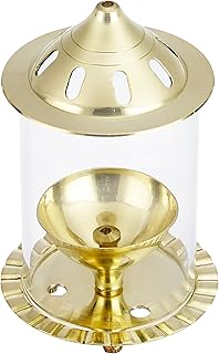 Amazon Brand - Solimo Akhand Diya/Oil Lamp with Glass Cover for Puja, Home Décor and Diwal Amazon sale