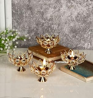 Collectible India Diwali Diya Crystal Round Akhand Diya for Puja Brass Small Kamal Deep Jy Amazon sale