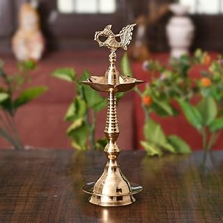 Collectible India Brass Peacock Mahabharat Diya Oil Lamp (Golden, 10.5 X 3.5 Inches ) Amazon sale