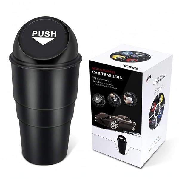XML Mini Car Dustbin with Black Push-Lid Design for Office Home Kithcen Automotive Accesso Amazon sale