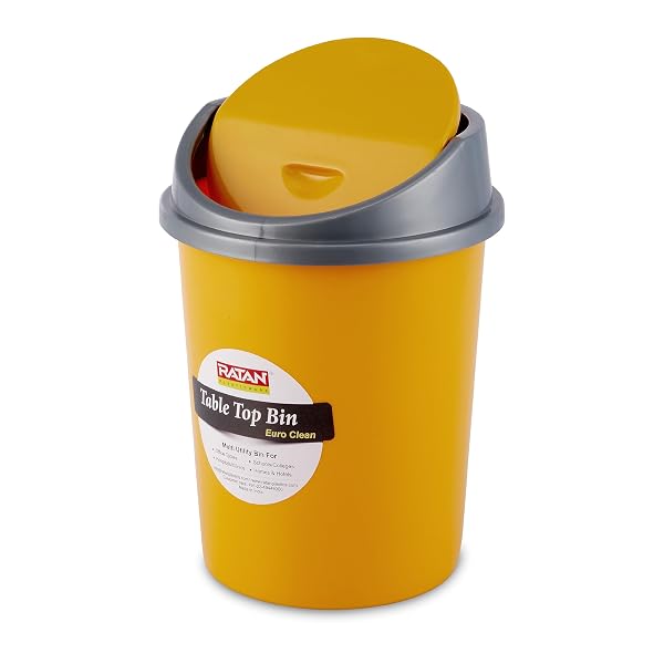 RATAN PLASTICWARE Euro Clean Table Top Small Mini Dustbin with Lid for Study Table, Desk, Amazon sale