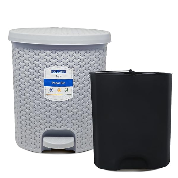 KOLORR Magnum 6L Dustbin with Inner - Grey Amazon sale